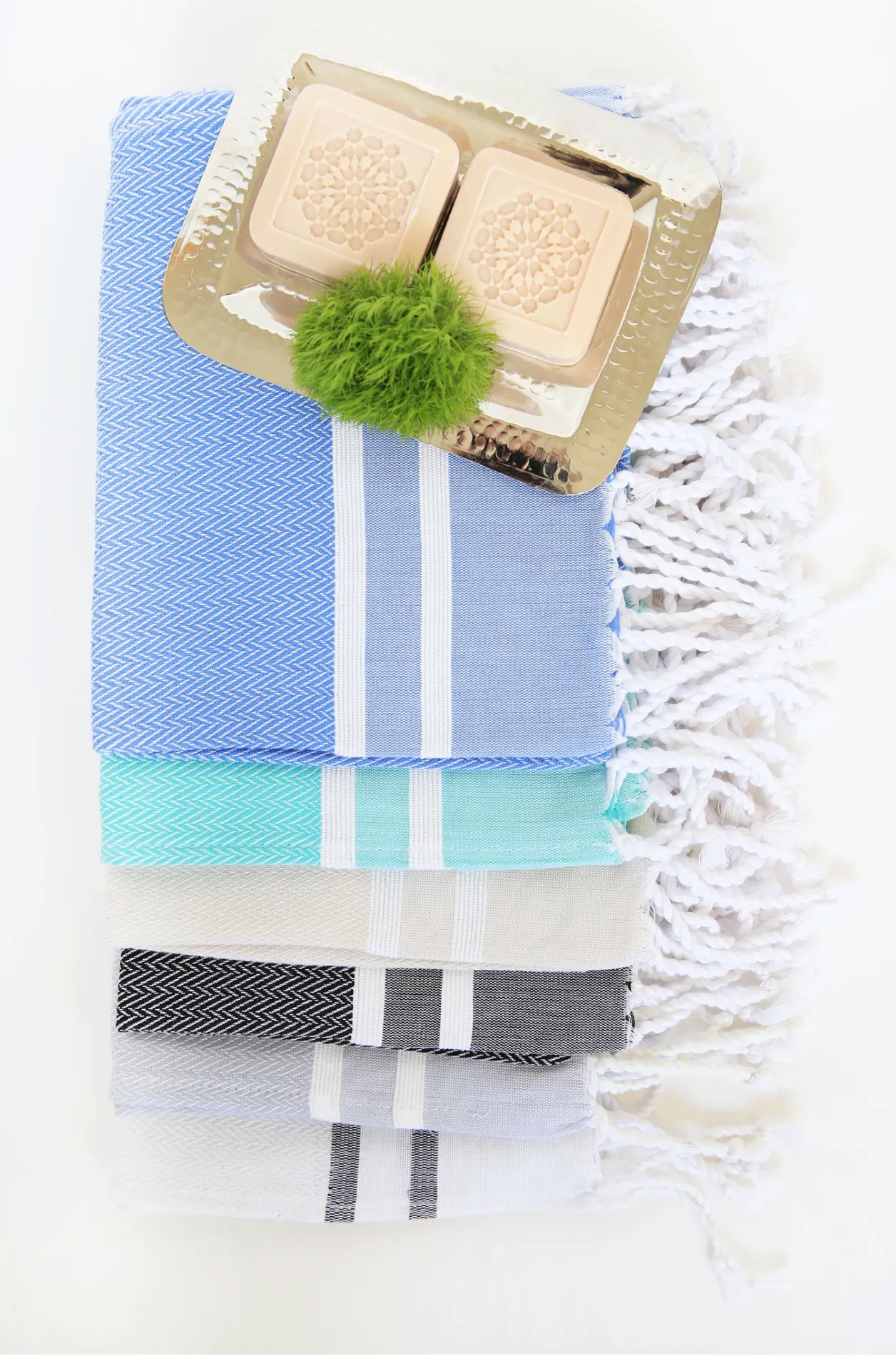 Herringbone Guest Towel Two Stripes - Final Sale 25% off