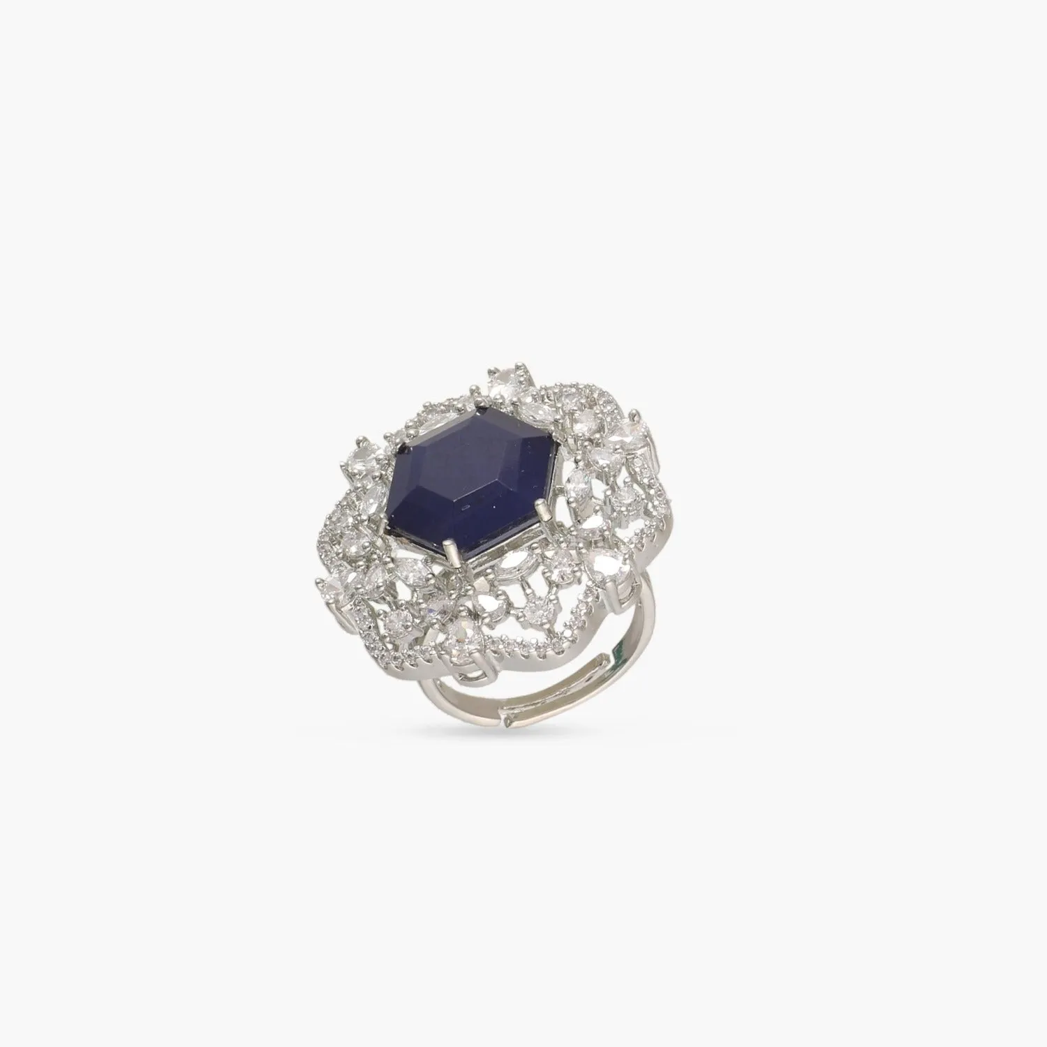 Hexa CZ Cocktail Ring