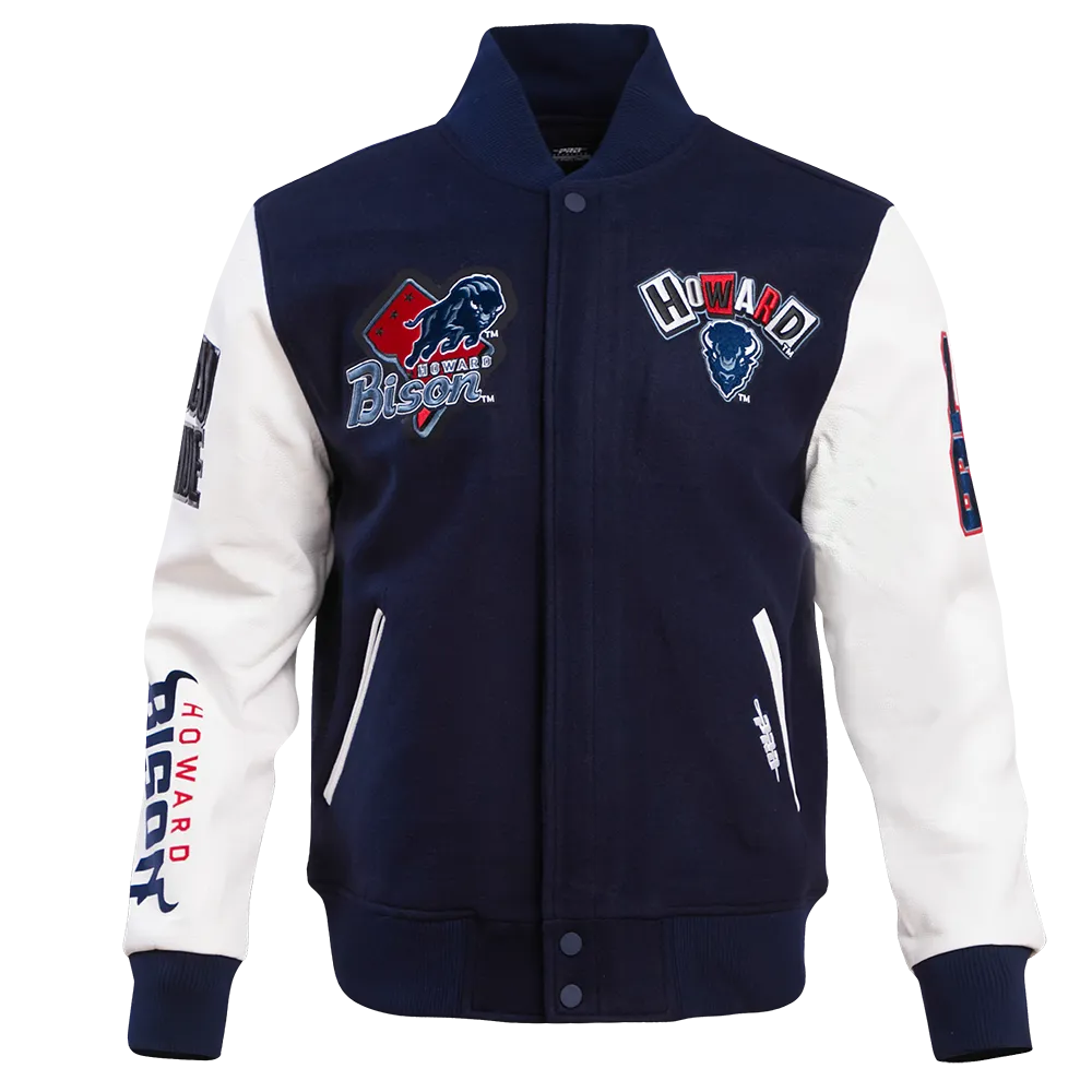 HOWARD UNIVERSITY HOMECOMING MEN'S WOOL VARSITY JACKET (MIDNIGHT NAVY/WHITE)