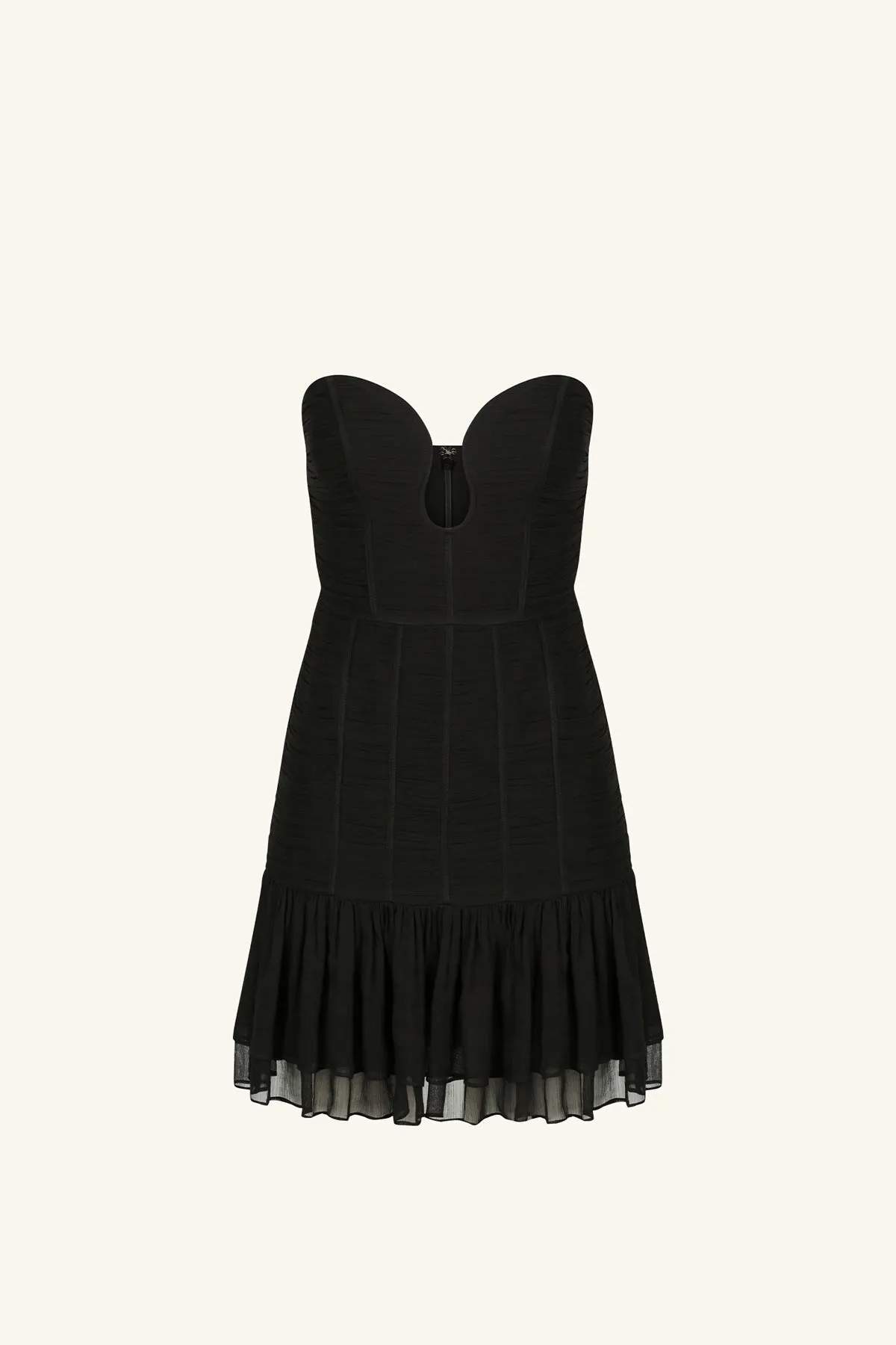 ISOLA STRAPLESS RUCHED MINI DRESS - BLACK