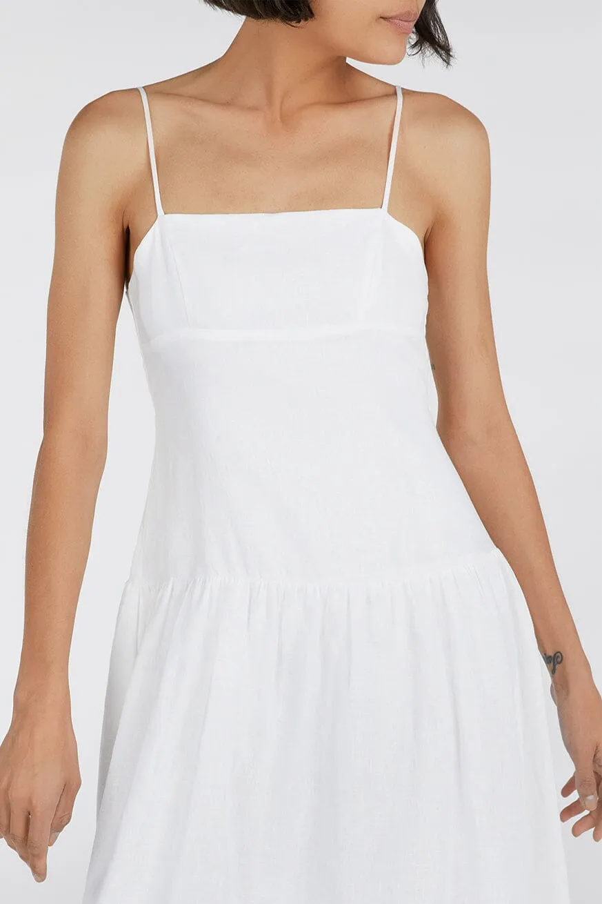 KAY WHITE LINEN MIDI DRESS