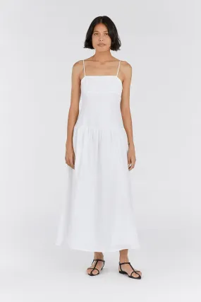 KAY WHITE LINEN MIDI DRESS