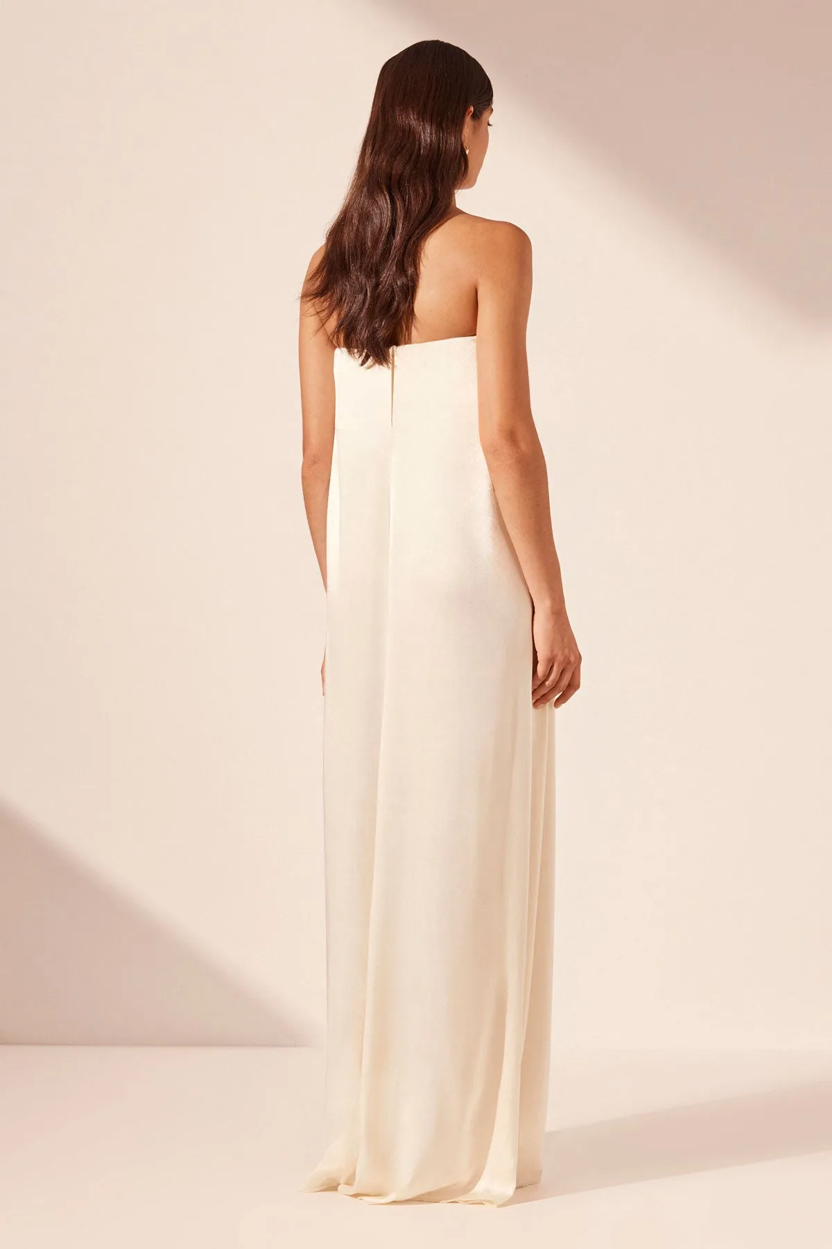 LA LUNE STRAPLESS COLUMN MAXI DRESS - CREAM