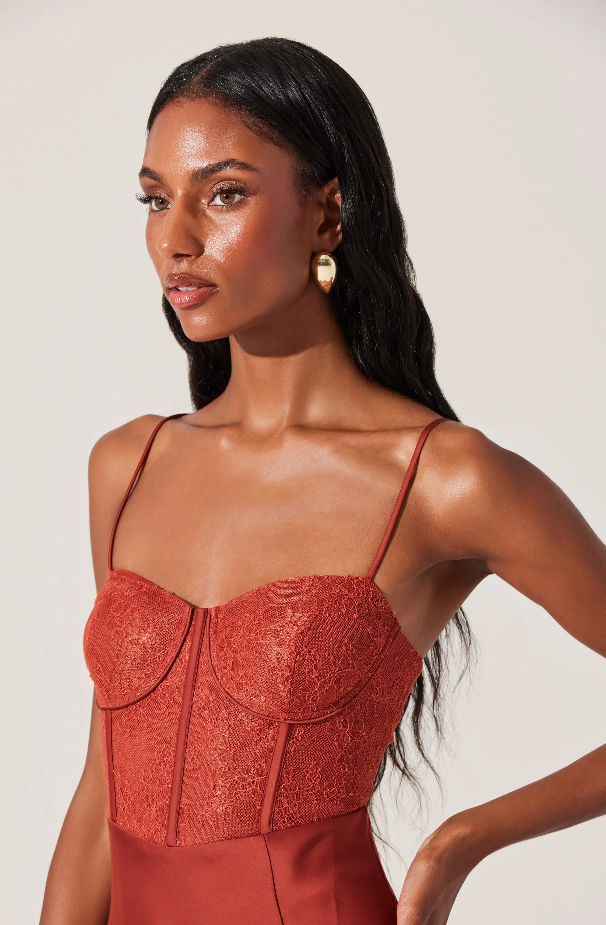 Lace Bustier Midi Dress