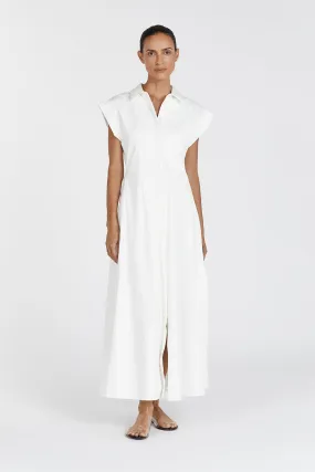 LAUREN WHITE COTTON MIDI DRESS