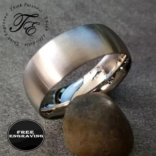 Men's Custom Engraved Silver Wedding Ring - Personalized Silver Wedding Ring For Guys