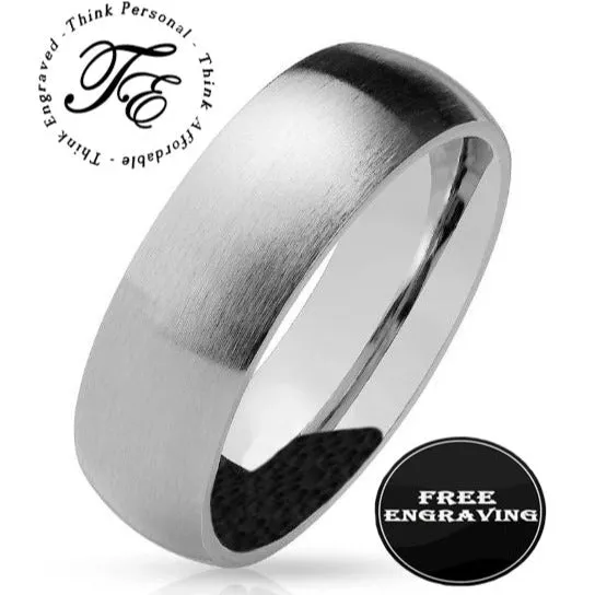 Men's Custom Engraved Silver Wedding Ring - Personalized Silver Wedding Ring For Guys