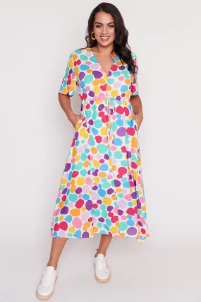 Michelle White Rainbow Pebble Dress