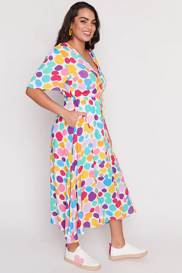 Michelle White Rainbow Pebble Dress