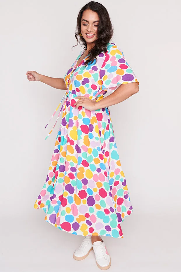 Michelle White Rainbow Pebble Dress