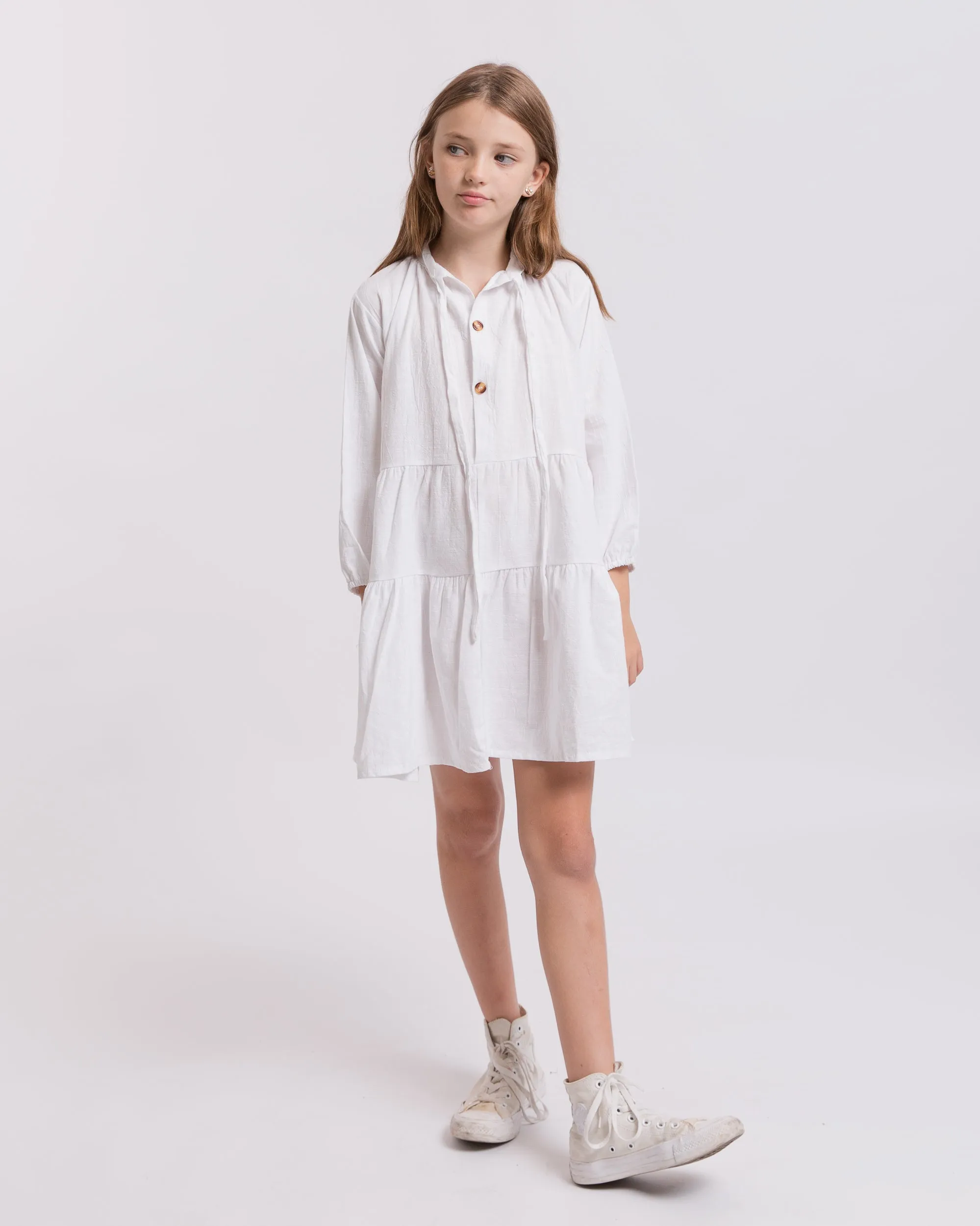 Mini Avalon Smock Dress | White