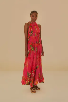 Red Pietra Floral Sleeveless Maxi Dress