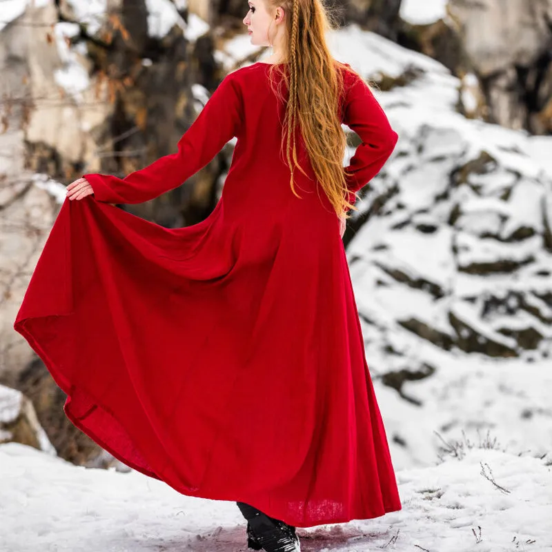 Red Viking Dress - Linen