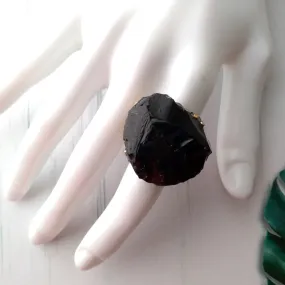 Rough Obsidian Cocktail Ring