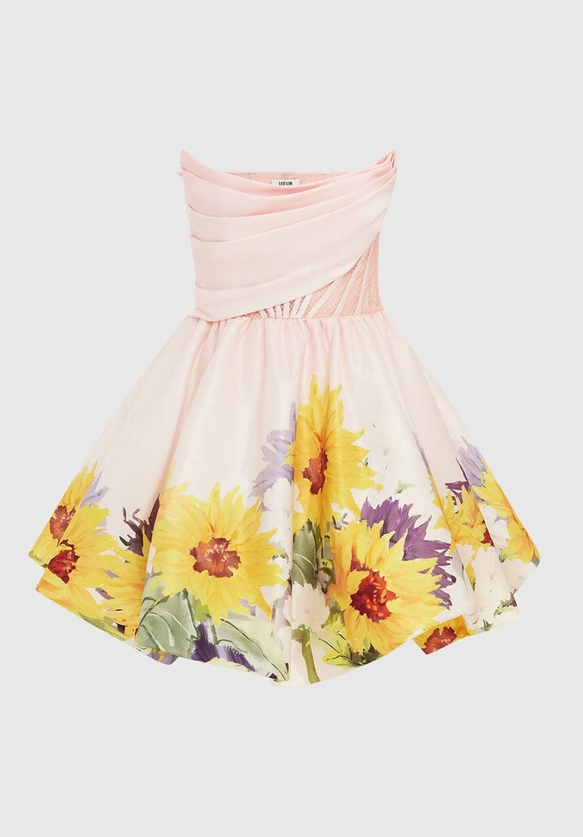 SELL Katy Bustier Mini Dress - Sunflower Print in Pink