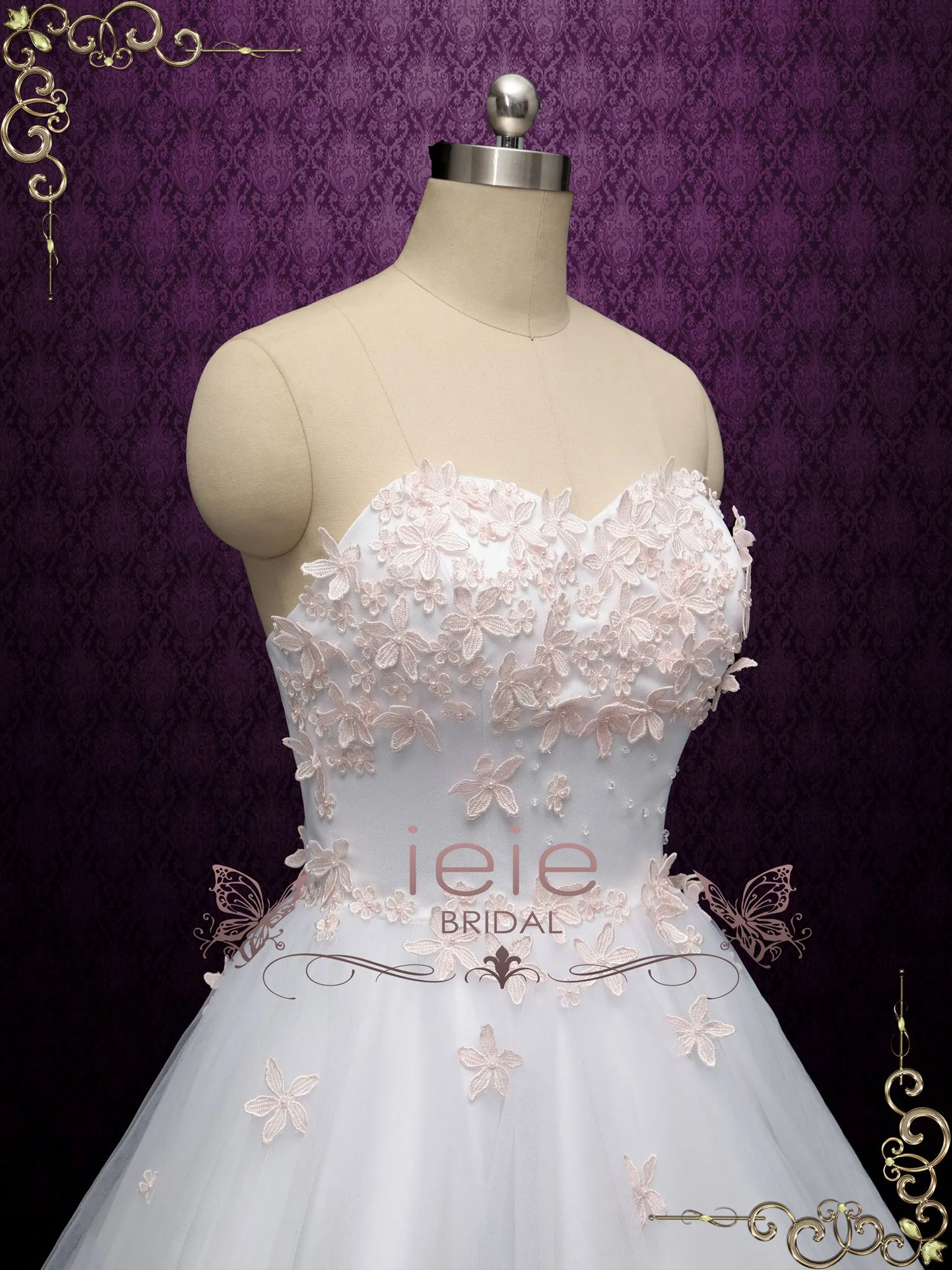 Short Cherry Blossom Strapless Wedding Dress ALIA