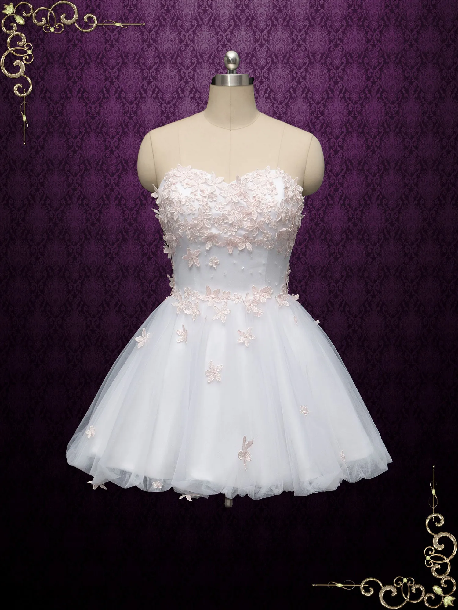 Short Cherry Blossom Strapless Wedding Dress ALIA