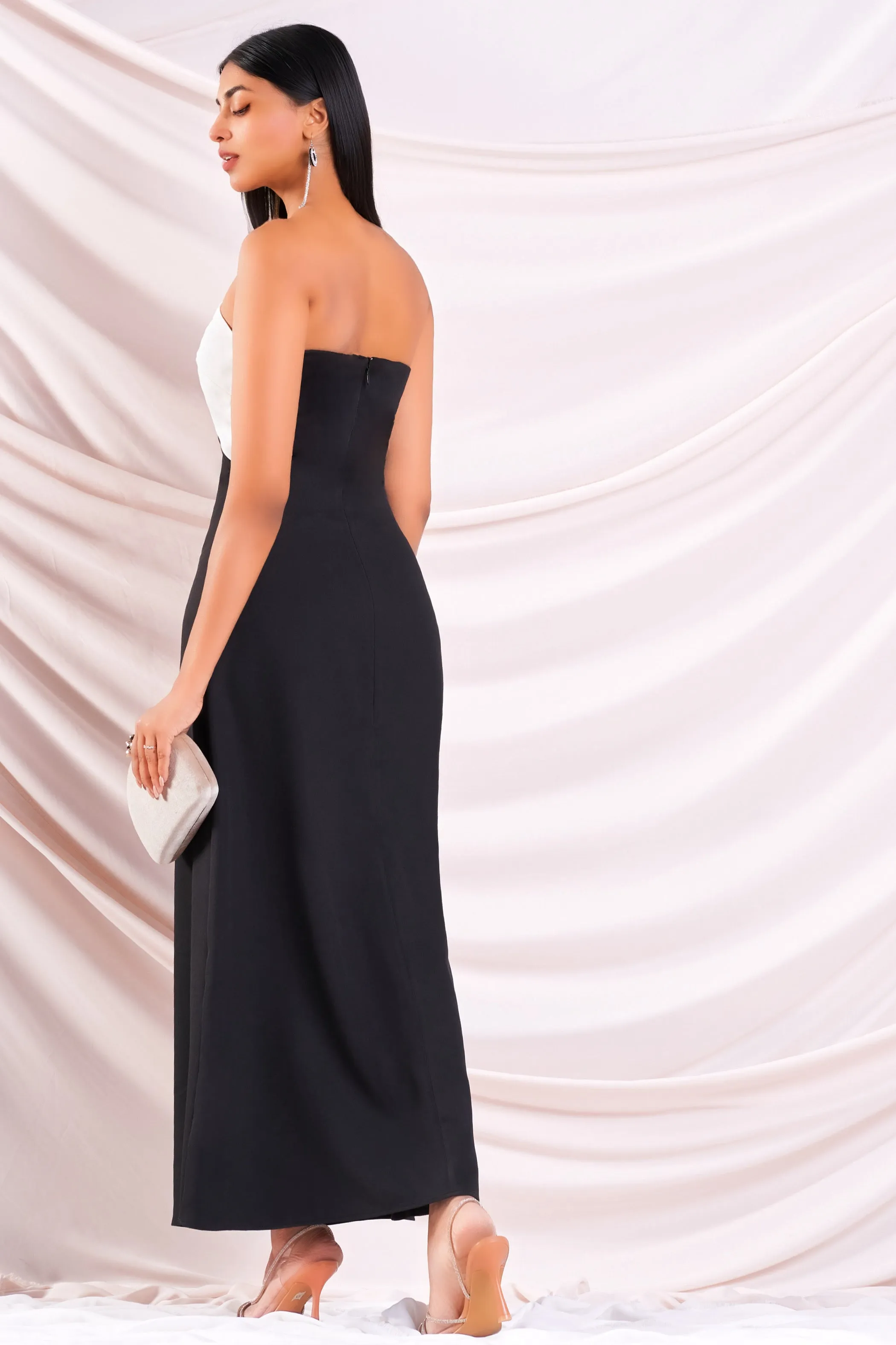 Strapless Contrast Maxi Dress