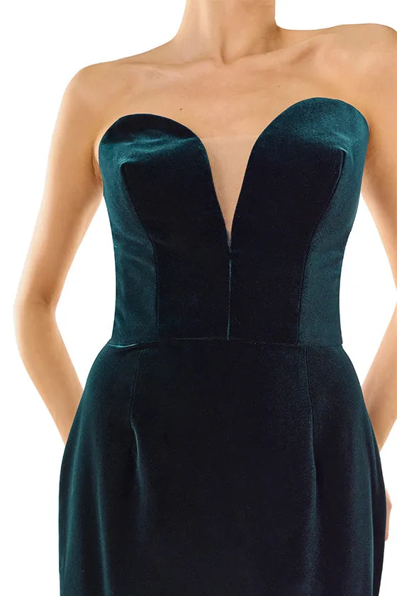 Strapless Velvet Cocktail Dress