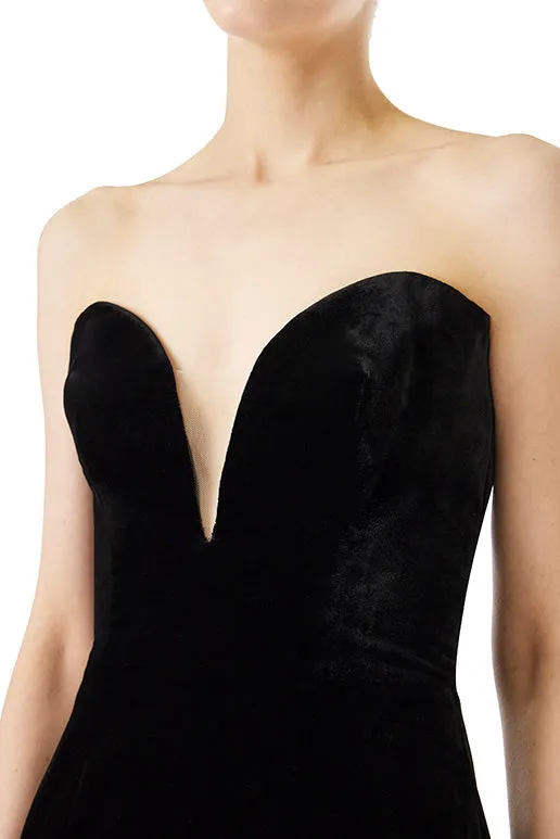 Strapless Velvet Cocktail Dress