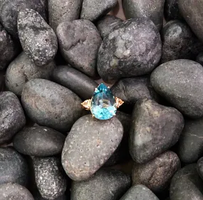 Teardrop Blue Topaz with Citrine Cocktail Ring