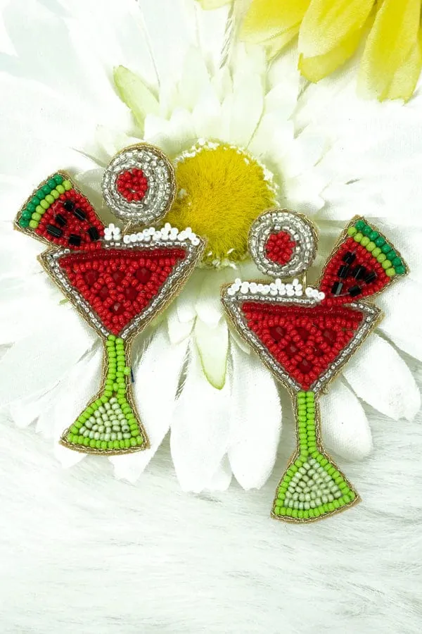 Watermelon cocktail BEADED EARRINGS