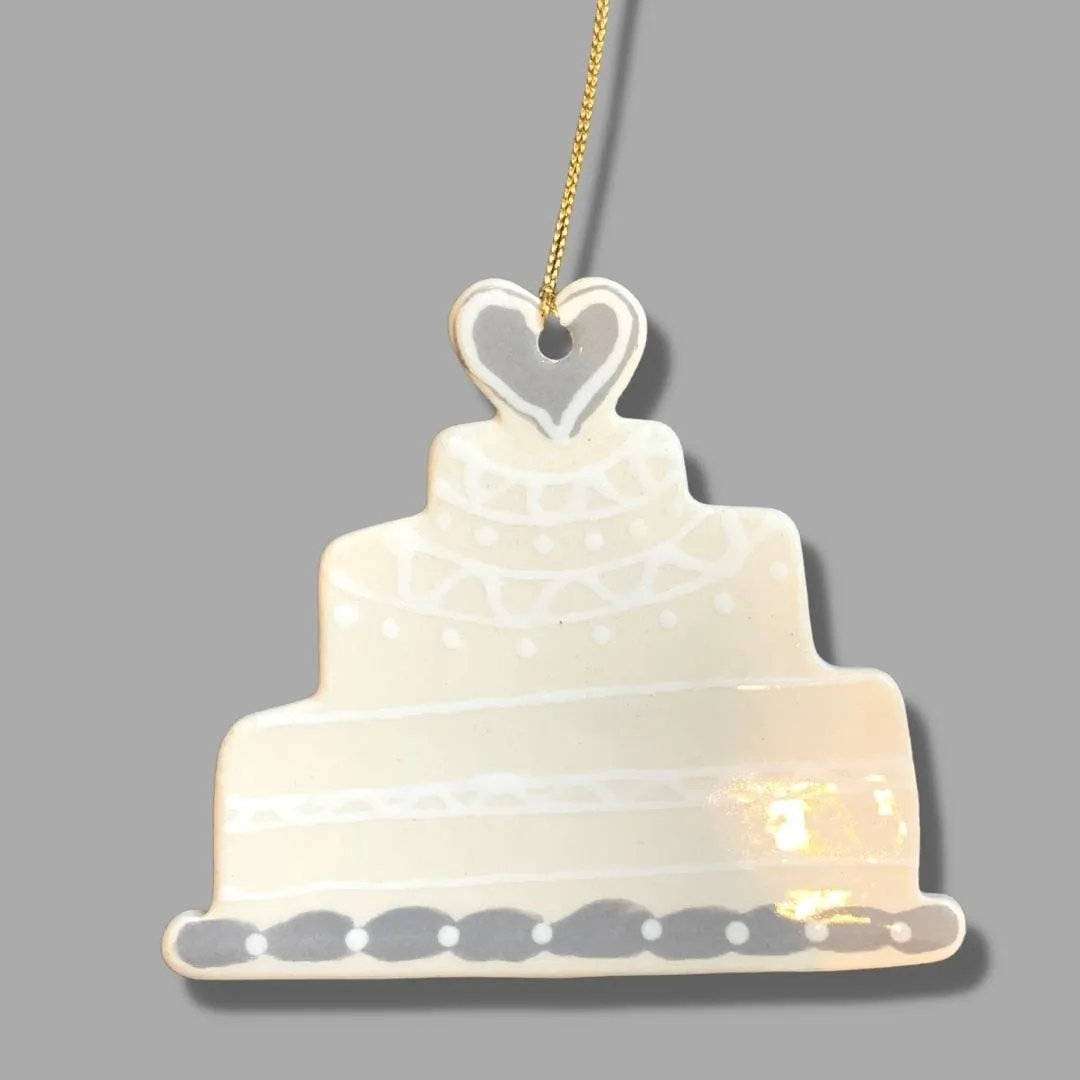 Wedding Cake Ornament, Gray