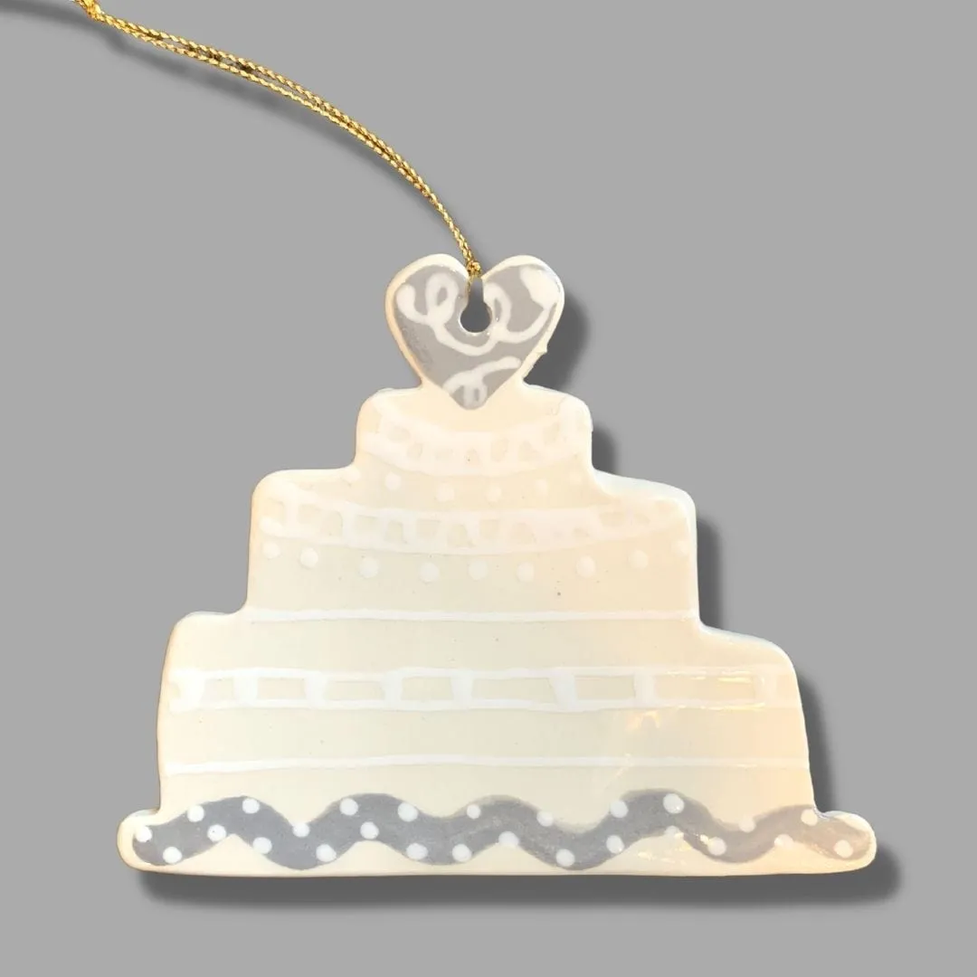 Wedding Cake Ornament, Gray