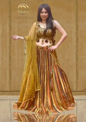 Wedding Guest Lehenga With Golden Dupatta