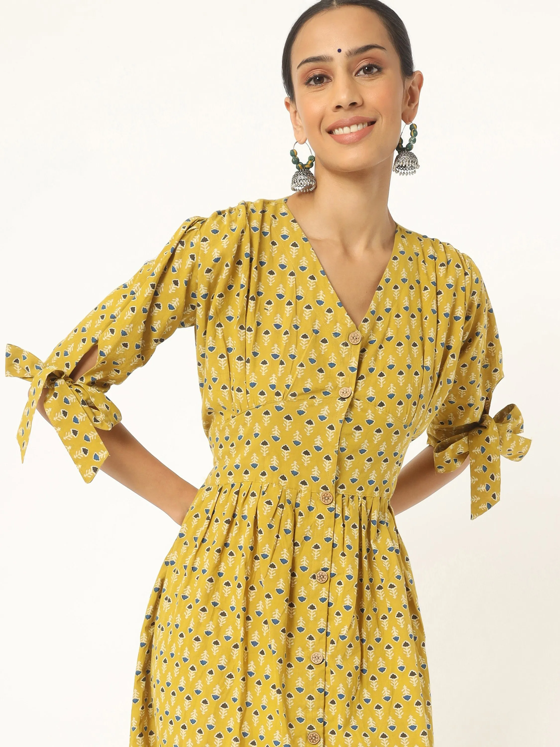 Yellow Gather Dress