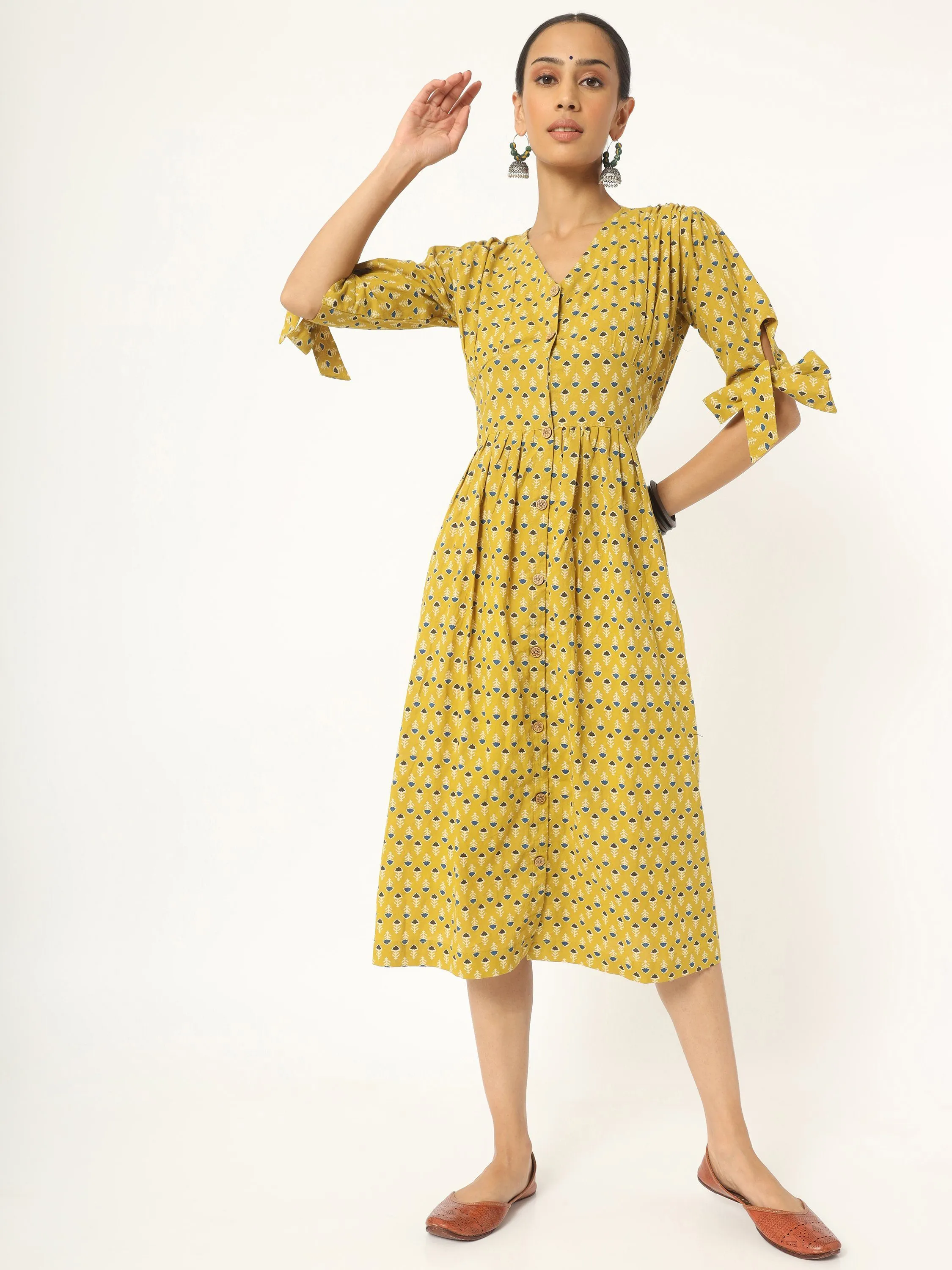 Yellow Gather Dress